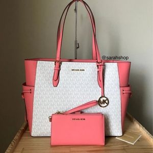 Grapefruit Michael Kors purse and wallet